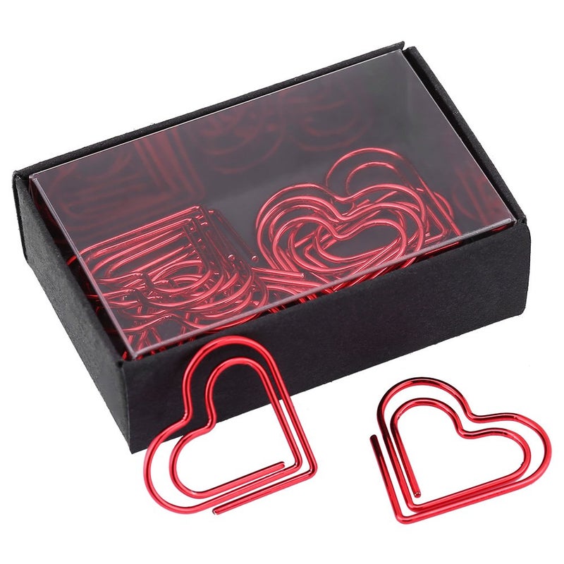 Eboxer Heart Paper Clips Small Paperclips Creative Cute Paper Clips for Paper Non Skid Usualy for Office School Book Notebook Document Organizing and so on (12 Pieces - Red) - Image 1